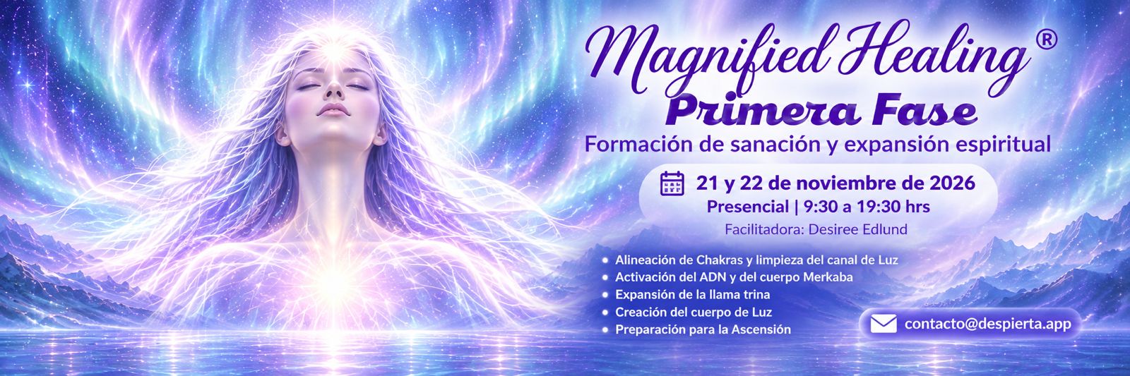 Banner del taller: Magnified Healing® Primera Fase *Taller de 2 Días*
